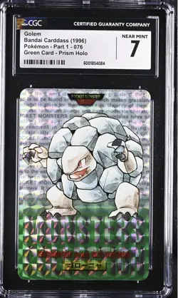Bandai 1996 Pokemon Carddass Golem #076 Japanese Prism Holo Hologram CGC 7 - Image 1