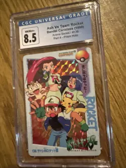 1998 Bandai Carddass Anime Series Prism Holo Ash Vs TR CGC 8.5 - Image 1