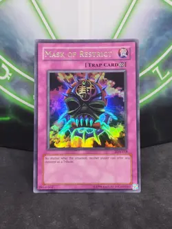 Yugioh Mask of Restrict LON-018 Ultra Rare LP Original Print - Image 1