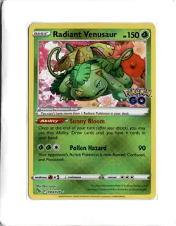 Pokemon TCG Radiant Venusaur Radiant Rare Pokemon GO 004/078 - Image 1