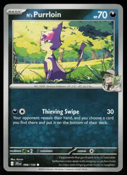 N's Purrloin 096/159 Common Journey Together Pokemon Near Mint - Image 1
