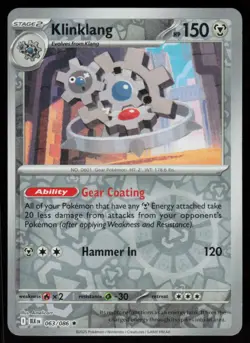 Klinklang 063/086 Holo Rare Black Bolt Pokemon Reverse Holo Near Mint - Image 1