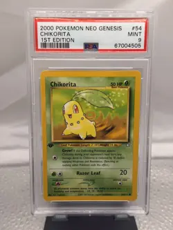 2000 Pokemon Neo Genesis 1st Edition Chikorita #54 PSA 9 - Image 1