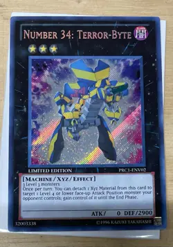 Yugioh TCG Number 34: Terror-Byte PRC1-ENV02 Secret Rare Limited Edition NM - Image 1