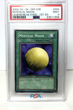 2002 YuGiOh MYSTICAL MOON 1st Ed. PSA 9 LOB-094 The Legend of Blue-Eyes White - Image 1