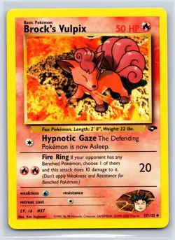 Brock's Vulpix 37/132 Uncommon Gym Challenge Pokemon Unlimited NM/M 521b-40 - Image 1