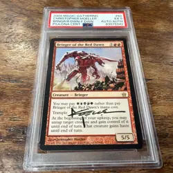 PSA 5 DNA Cert Auto Christopher Moeller 2004 MTG Bringer of Red Dawn - Image 1