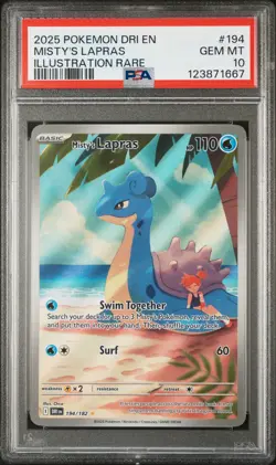2025 Pokemon Dri EN-Destined Rivals Misty's Lapras #194 Illustration Rare PSA 10 - Image 1
