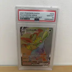 2021 Pokemon Evolving Skies Leafeon VMAX Secret #204/203 PSA 10 Gem Mint - Image 1