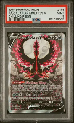 2021 POKEMON SWORD & SHIELD CHILLING REIGN FULL ART/GALARIAN MOLTRES V PSA 9 - Image 1