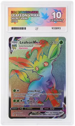 Pokemon Evolving Skies Leafeon VMAX 204/203 Secret Rare Holo ENG 2021 ACE 10 - Image 1