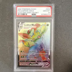 Pokemon TCG Leafeon Vmax Evolving Skies 204/203 Holo Secret Rare psa 10 - Image 1