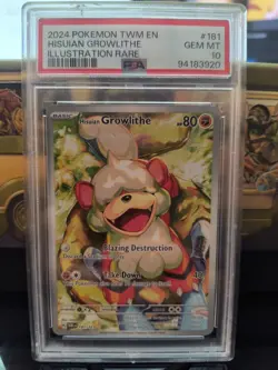 2024 Pokemon TWM en Hisuian Growlithe Illustration Rare Card 181, PSA 10 - Image 1