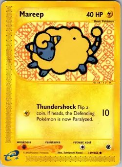 Mareep 119/165 Common Expedition Base Set Pokemon Damaged - Image 1