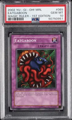 2002 YU-GI-OH! MRL-MAGIC RULER 1ST EDITION #065 EATGABOON PSA 10 - Image 1
