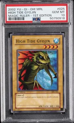 2002 YU-GI-OH! MRL-MAGIC RULER 1ST EDITION #025 HIGH TIDE GYOJIN PSA 10 - Image 1