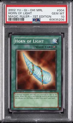 2002 YU-GI-OH! MRL-MAGIC RULER 1ST EDITION #004 HORN OF LIGHT PSA 10 - Image 1