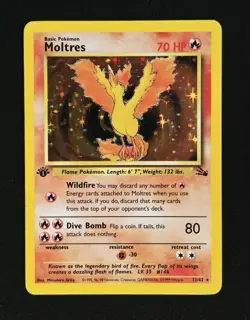 Moltres 1st Edition 12/62 Fossil Set Holo Rare WoTC Pokemon 1999 - Image 1