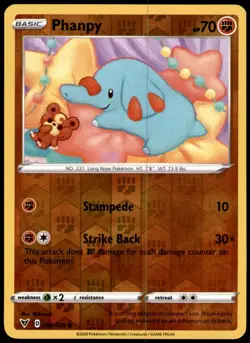 Phanpy 086/185 Common Vivid Voltage Pokemon Reverse Holo Near Mint - Image 1