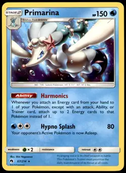 Primarina 67/214 Rare Lost Thunder Pokemon Near Mint - Image 1