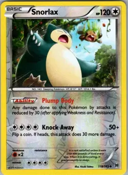 Snorlax 118/162 Reverse Holo Uncommon XY - BREAKthrough LP - Image 1