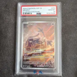 2024 POKEMON SSP EN-SURGING SPARKS ILLUSTRATION RARE #204 MESPRIT PSA 10 - Image 1
