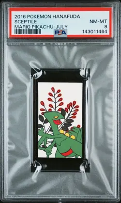 2016 POKEMON HANAFUDA MARIO PIKACHU JULY SCEPTILE PSA 8 - Image 1