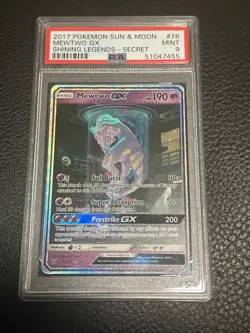 Mewtwo GX Alt Art 78/73 Secret Rare Full Art Holo Shining Legends Pokemon PSA 9 - Image 1