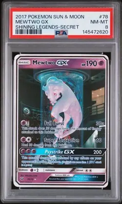 Pokemon Mewtwo GX Secret Shining Legends 78/73 MEWTUBE PSA8 - Image 1