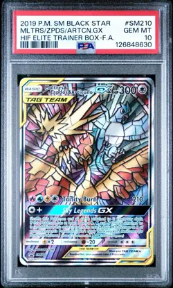✨ PSA 10 GEM MINT 2019 Pokemon SM210 Moltres & Zapdos & Articuno GX - Image 2