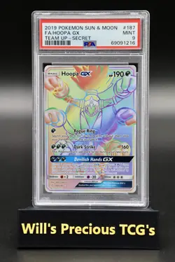 PSA 9 Hoopa 187/181 Sun & Moon Team Up 2019 Rainbow Secret Rare Pokemon Card - Image 1