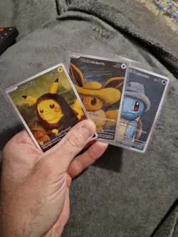 Eevee Pikachu Squirtle Portrait Art Card Bundle Museum Display Set - Image 2