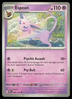 ESPEON 086/197 OBSIDIAN FLAMES POKEMON CARD NEAR MINT - Image 1