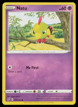 NATU 076/192 REBEL CLASH POKEMON CARD NEAR MINT - Image 1