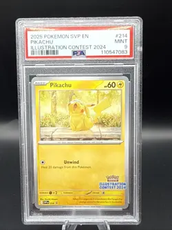 Pokemon TCG Pikachu SVP 214 Illustration Contest 2024 Black Star Promo - PSA 9 - Image 1