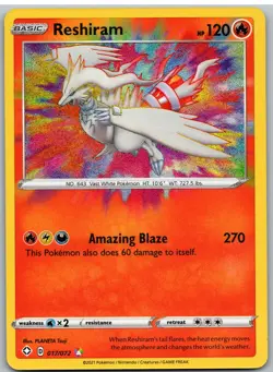 Reshiram 017/072 Amazing Rare Shining Fates Pokemon Holo - Image 1