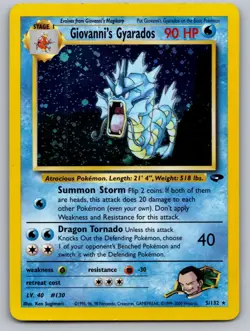 Giovanni's Gyarados 5/132 Rare Gym Challenge Pokemon Unlimited Holo LP - Image 1
