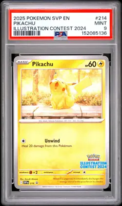 Pikachu 214 Illustration Contest 2024 Sv Black Star Promo Pokemon PSA 9 - Image 1