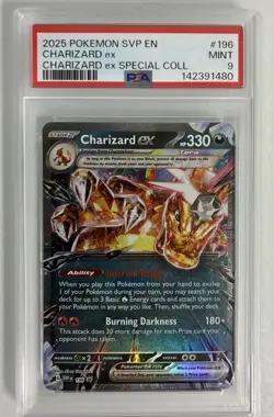2025 POKEMON SVP EN-SV BLACK STAR PROMO #196 CHARIZARD EX PSA 9 - Image 1
