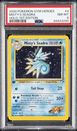 2000 POKEMON GYM HEROES HOLO-1ST EDITION #9 MISTY'S SEADRA PSA 8 - Image 1