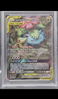 2019 POKEMON SM BLACK STAR PROMO #SM229 FULL ART/VENUSAUR & SNIVY GX PSA 10 - Image 1