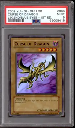 Yu-Gi-Oh Legend Blue Eyes 1st Edition GLOSSY Curse Dragon LOB-066 PSA 9 *415 YGO - Image 1