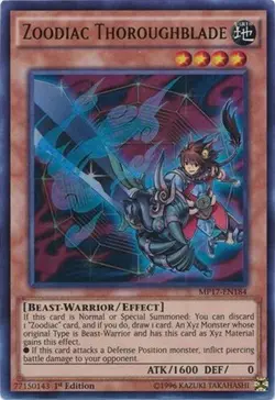 *** ZOODIAC THOROUGHBLADE *** ULTRA RARE MP17-EN184 MINT/NM YUGIOH! - Image 1