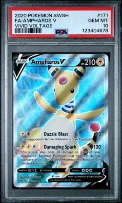 2020 POKEMON SWORD & SHIELD VIVID VOLTAGE #171 FULL ART/AMPHAROS V PSA 10 - Image 1