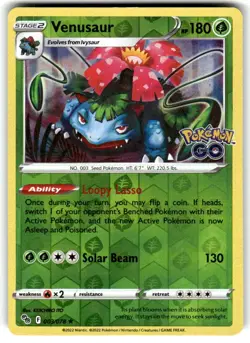 Venusaur Reverse Holo Rare Pokemon GO 003/078 LP - Image 1