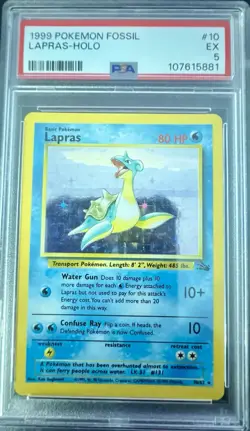 Pokemon TCG Lapras 10/62 Fossil Holo Unlimited English 1999 PSA 5 - Image 1