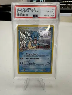 EX Deoxys Gyarados Reverse Foil Stamped Rare 8/107 2005 Pokemon PSA 8 - Image 1