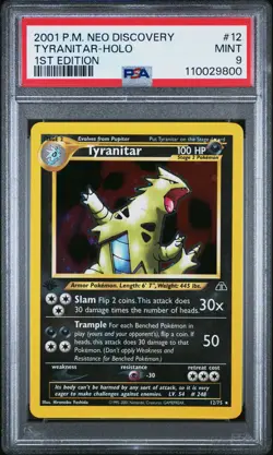 2001 POKEMON NEO DISCOVERY 1ST EDITION #12 TYRANITAR-HOLO PSA 9 - Image 1