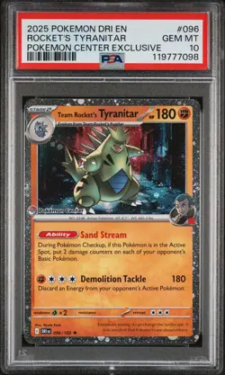 2025 POKEMON DRI EN-DESTINED RIVALS #096 TEAM ROCKET'S TYRANITAR PSA 10 - Image 1
