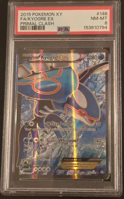 Pokemon PSA 8 Kyogre EX Full Art XY Primal Clash 2015 Ultra Rare 148/160 - Image 1